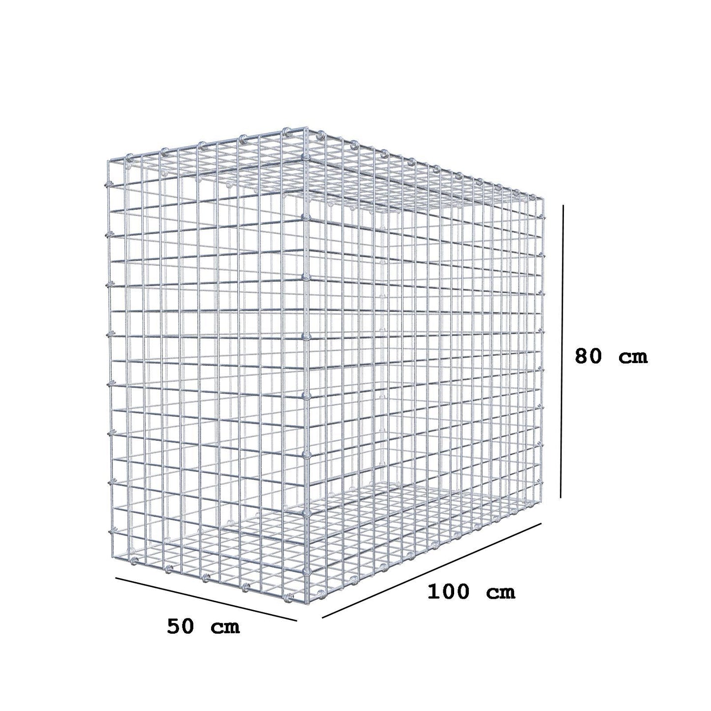 Gabião 100 cm x 80 cm x 50 cm (C x A x P), malhagem 5 x 5 cm, anel espiral