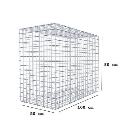 Gabião 100 cm x 80 cm x 50 cm (C x A x P), malhagem 5 x 5 cm, anel espiral