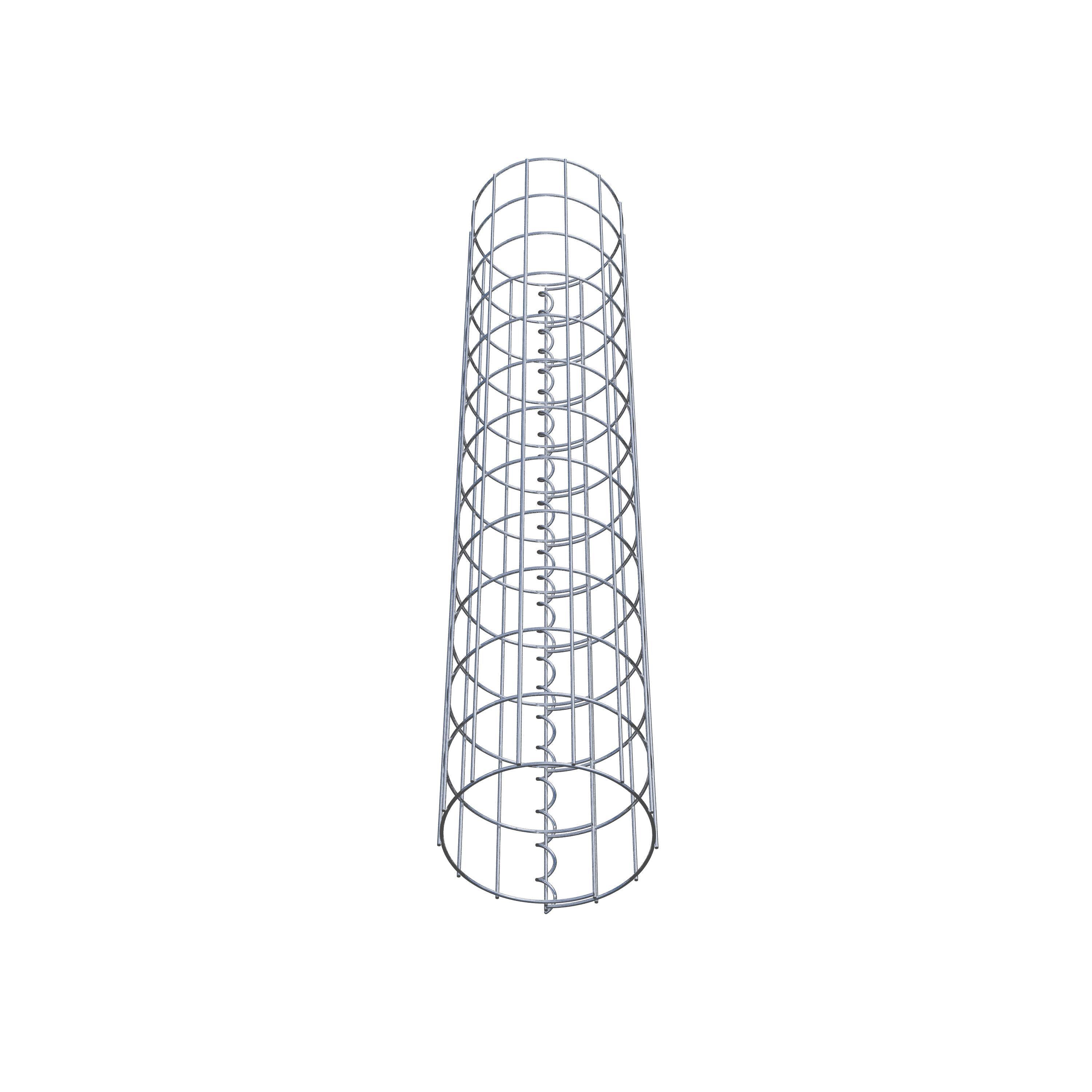 Coluna de gabião com diâmetro de 22 cm, malha redonda de 5 x 10 cm