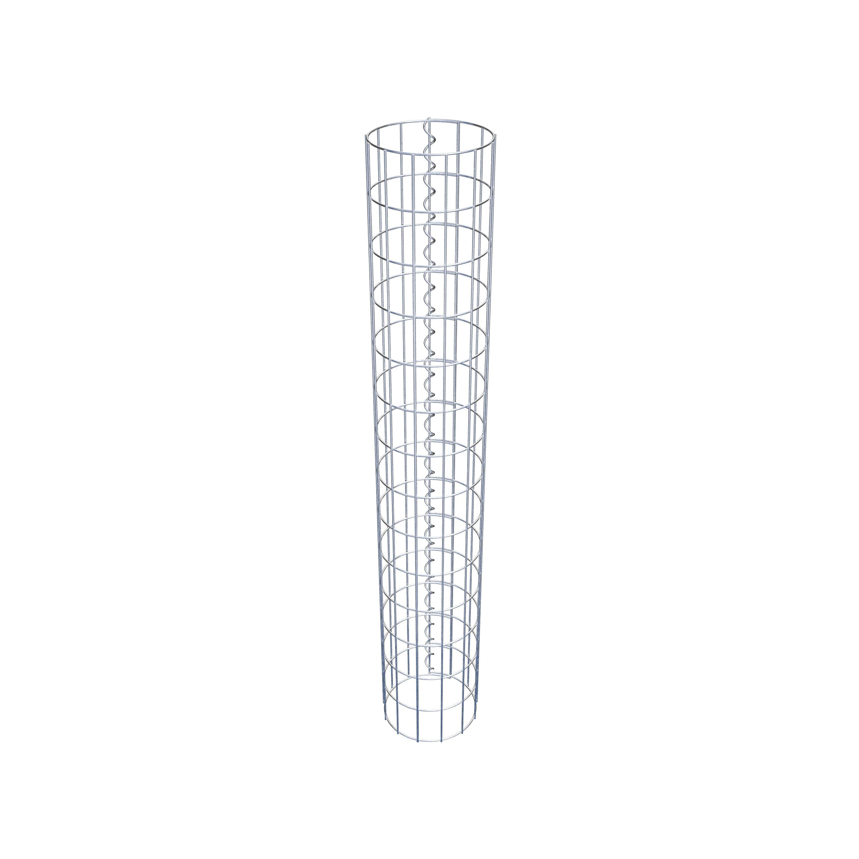 Coluna de gabião com diâmetro de 22 cm, malha redonda de 5 x 10 cm