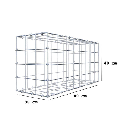Gabion 80 cm x 40 cm x 30 cm (L x H x D), maskestørrelse 10 x 10 cm, spiralring