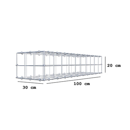 Gabion 100 cm x 20 cm x 30 cm (L x H x D), maskestørrelse 10 x 10 cm, spiralring