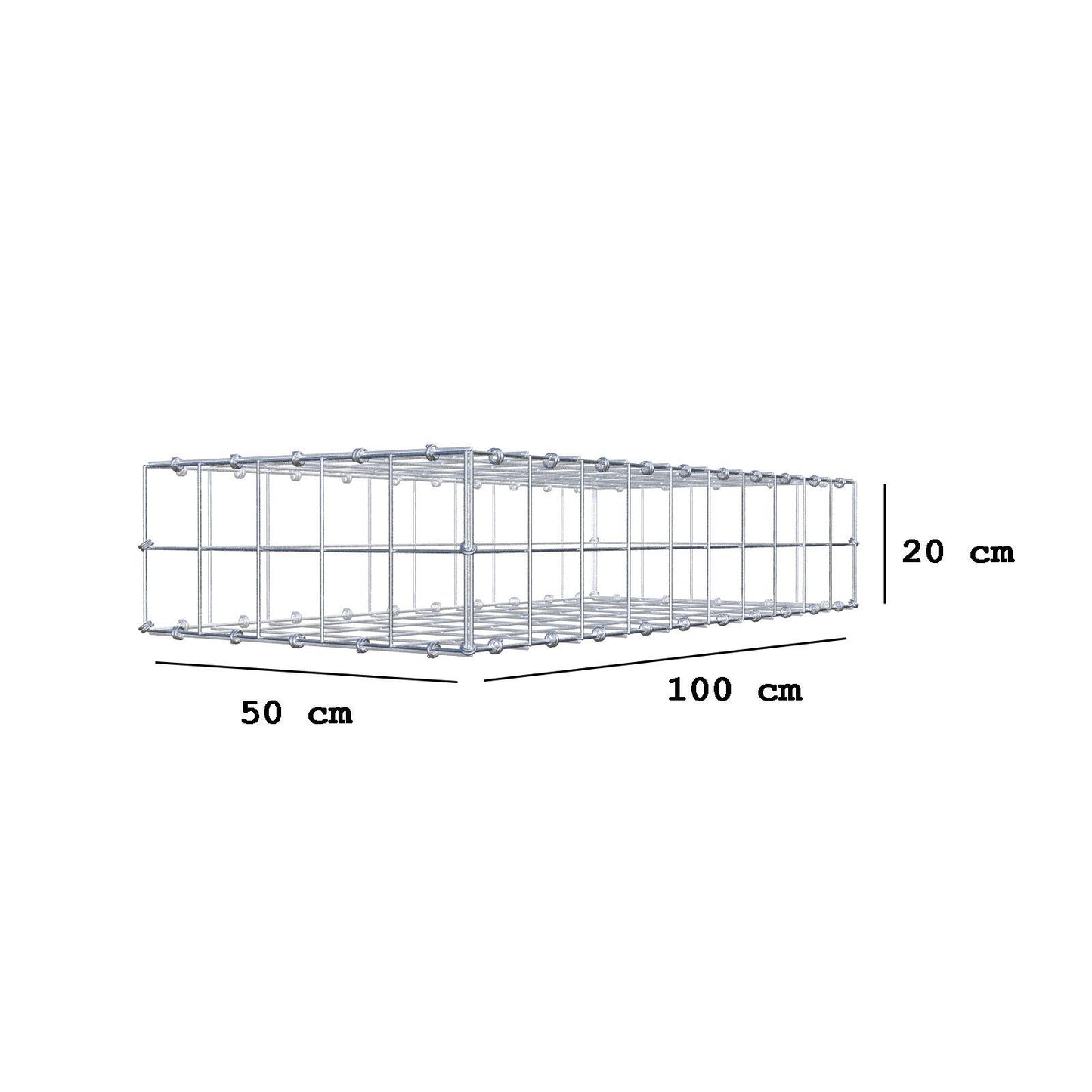 Schanskorf 100 cm x 20 cm x 50 cm (L x H x D), maaswijdte 10 x 10 cm, spiraalring
