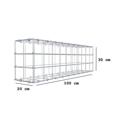 Gavión 100 cm x 30 cm x 20 cm (L x A x P), malla 10 x 10 cm, anillo en espiral