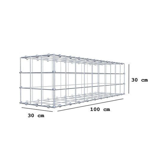 Gabbione 100 cm x 30 cm x 30 cm (L x H x P), maglia 10 x 10 cm, anello a spirale