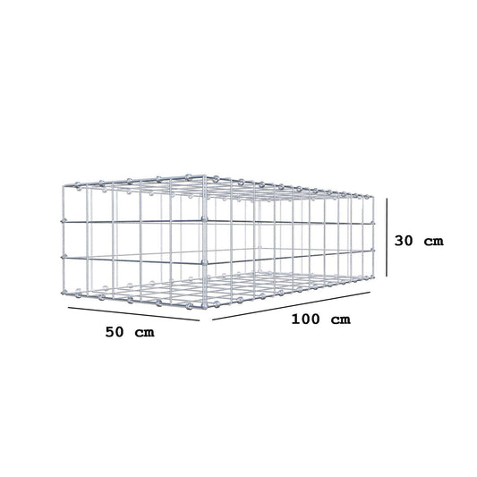 Gabion 100 cm x 30 cm x 50 cm (L x H x P), mailles 10 x 10 cm, anneau en spirale