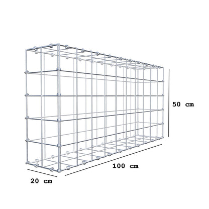 Gabbione 100 cm x 50 cm x 20 cm (L x H x P), maglia 10 x 10 cm, anello a spirale