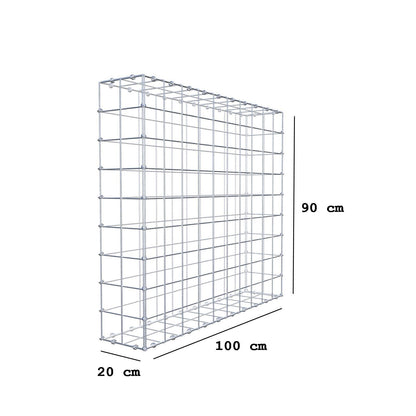 Gabione 100 cm x 90 cm x 20 cm (L x H x T), Maschenweite 10 x 10 cm, Spiralring