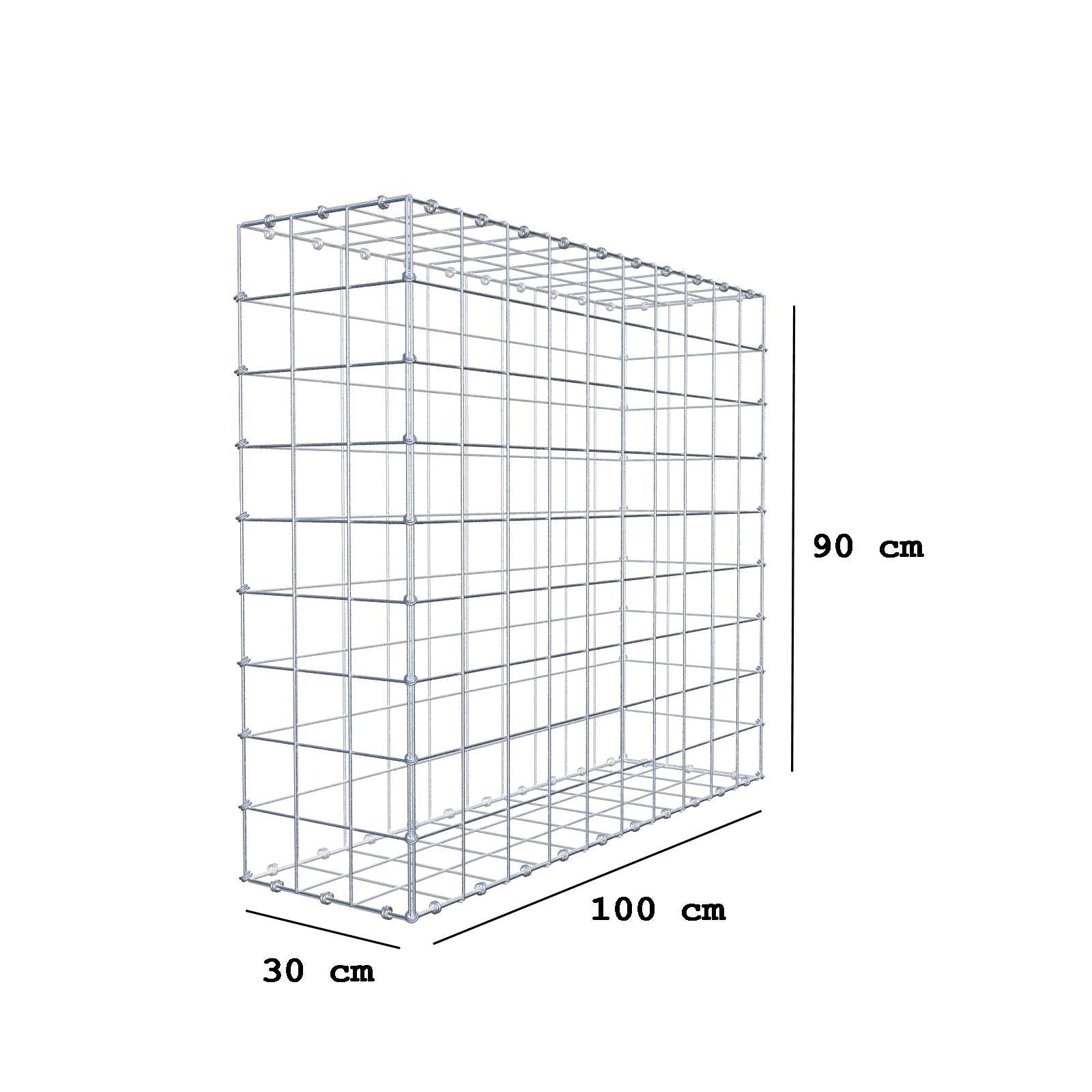 Gabione 100 cm x 90 cm x 30 cm (L x H x T), Maschenweite 10 x 10 cm, Spiralring