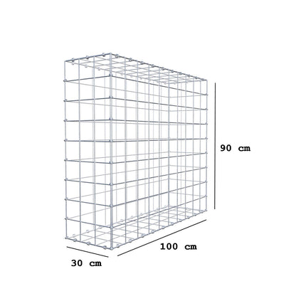 Gabion 100 cm x 90 cm x 30 cm (L x H x D), maskestørrelse 10 x 10 cm, spiralring