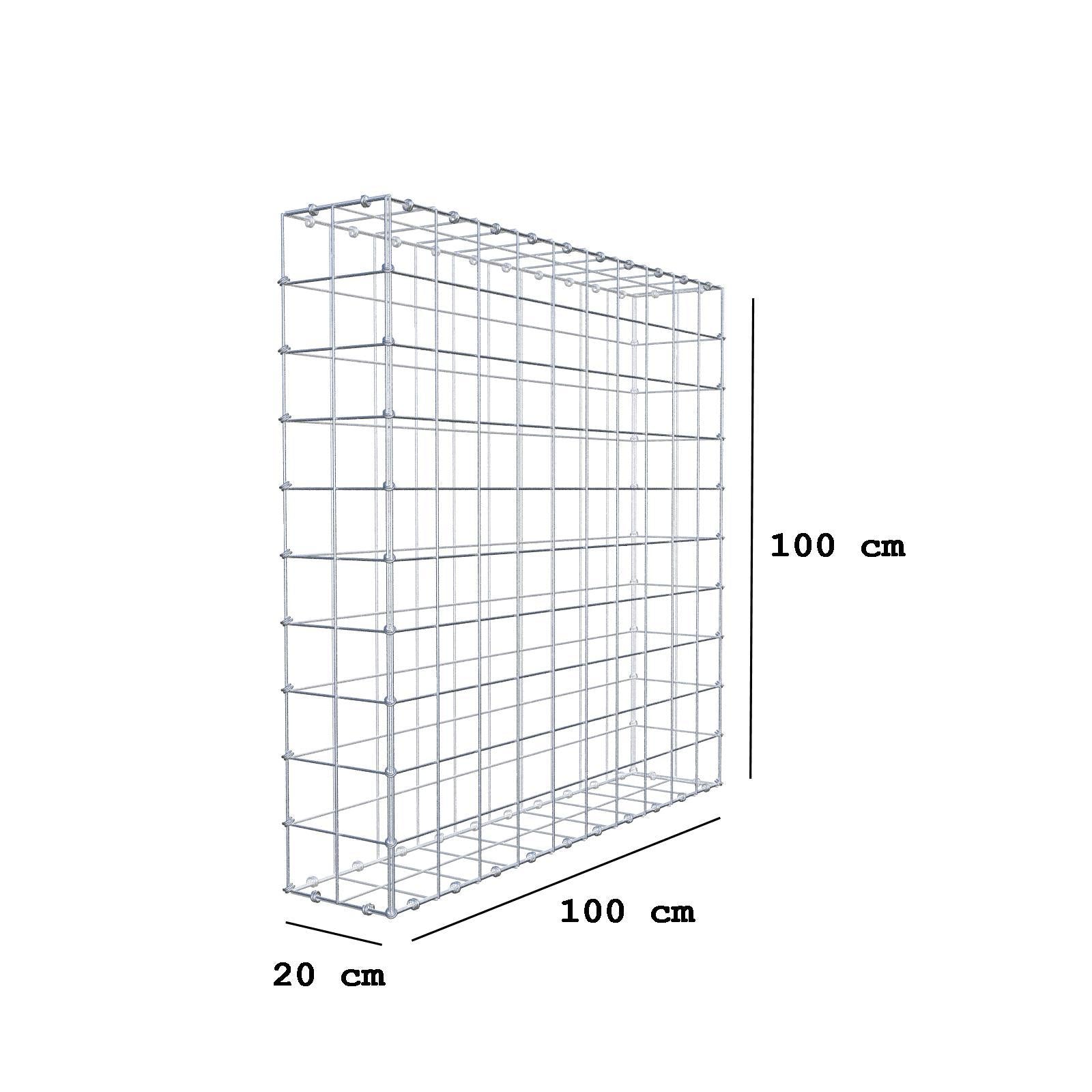 Gabione 100 cm x 100 cm x 20 cm (L x H x T), Maschenweite 10 x 10 cm, Spiralring