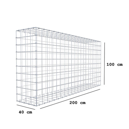 Gabion 200 cm x 100 cm x 40 cm (L x H x D), maskestørrelse 10 x 10 cm, spiralring