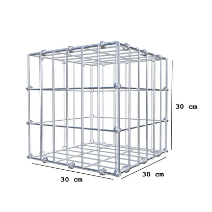Gabion 30 cm x 30 cm x 30 cm (L x H x D), maskestørrelse 5 x 10 cm, spiralring