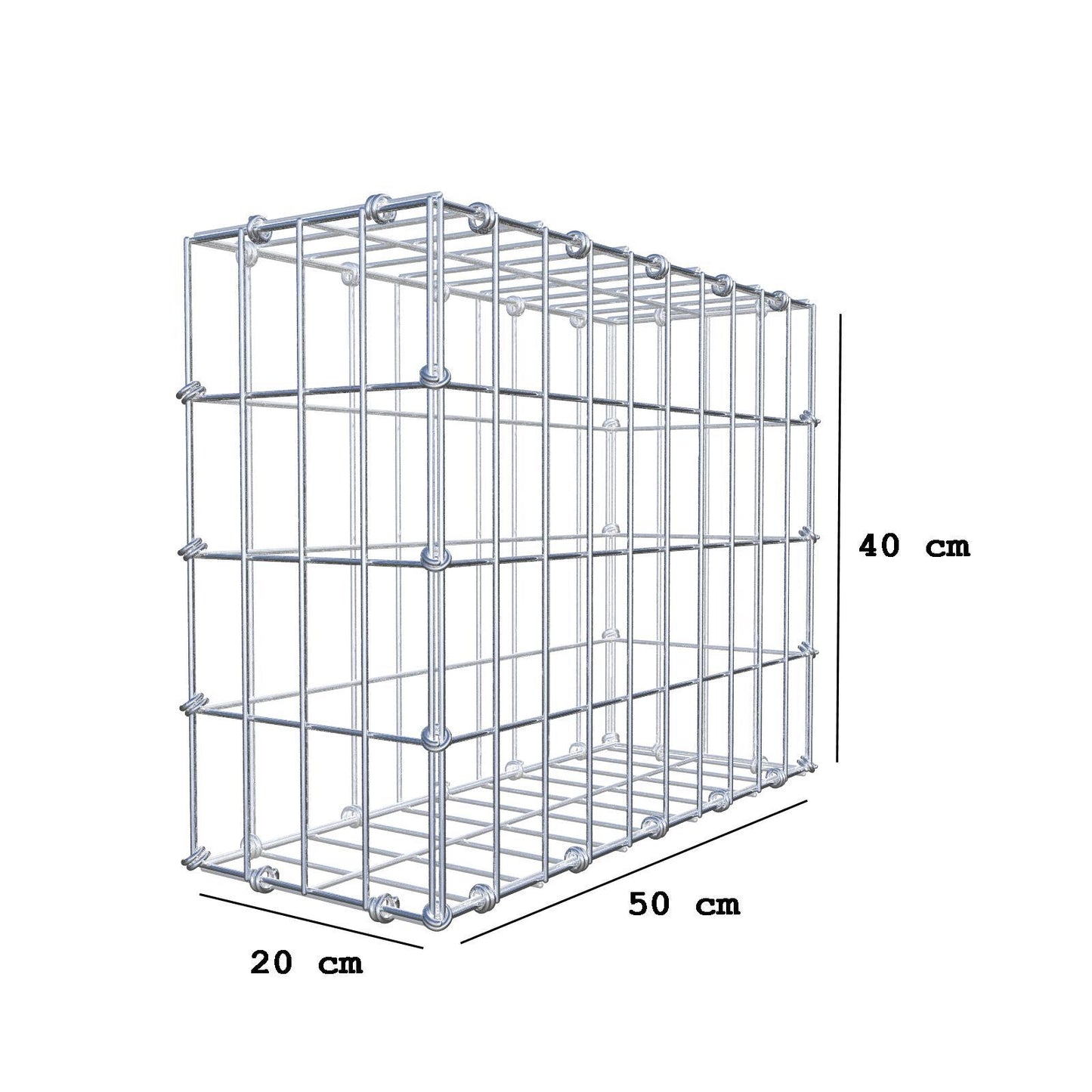 Gabion 50 cm x 40 cm x 20 cm (L x H x P), mailles 5 x 10 cm, anneau en spirale