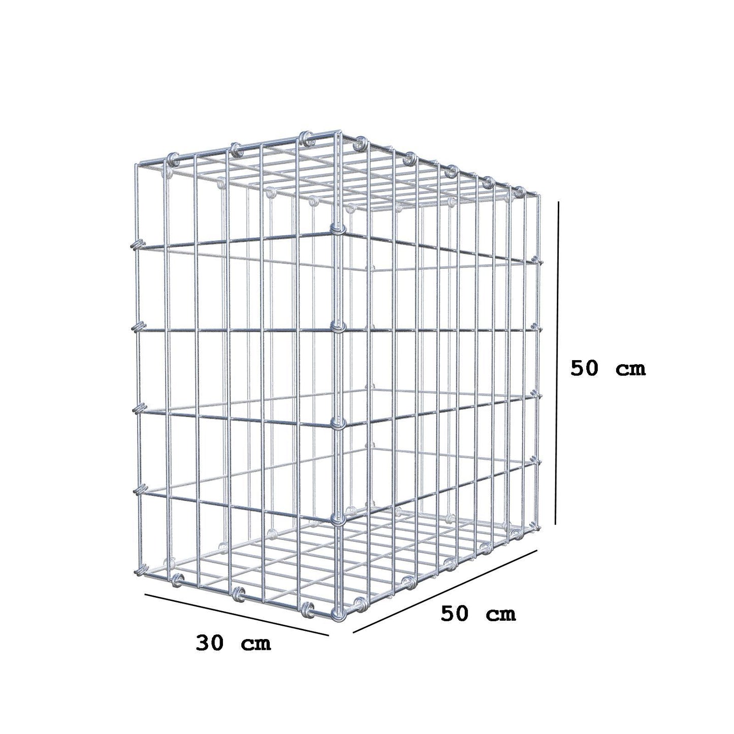 Gabion 50 cm x 50 cm x 30 cm (L x H x P), mailles 5 x 10 cm, anneau en spirale