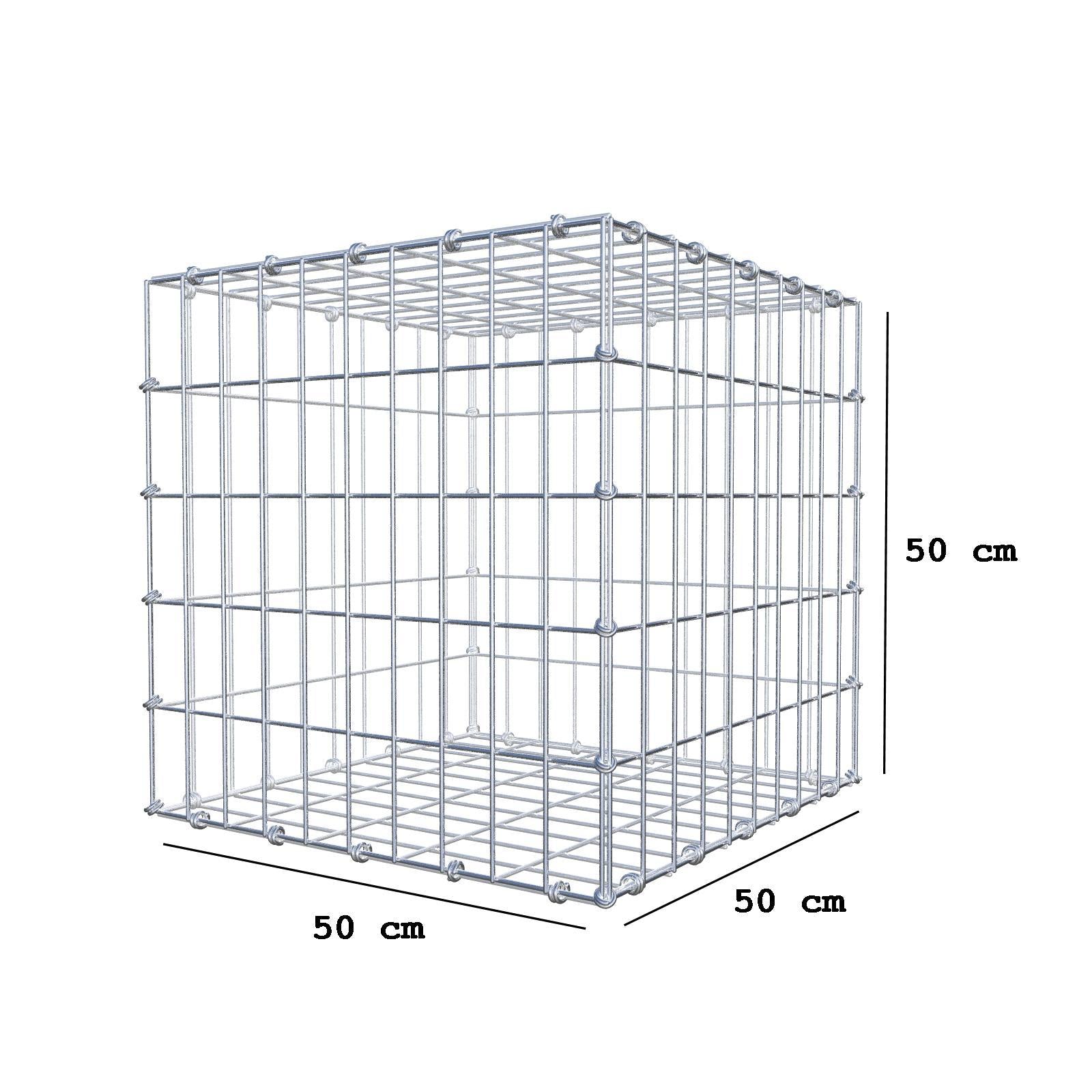 Gabion 50 cm x 50 cm x 50 cm (L x H x D), mesh size 5 x 10 cm, spiral ring