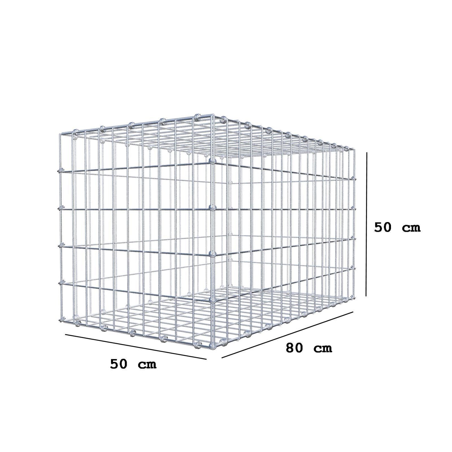 Gabion 80 cm x 50 cm x 50 cm (L x H x P), mailles 5 x 10 cm, anneau en spirale