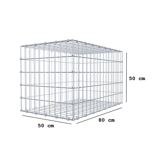 Gabion 80 cm x 50 cm x 50 cm (L x H x P), mailles 5 x 10 cm, anneau en spirale