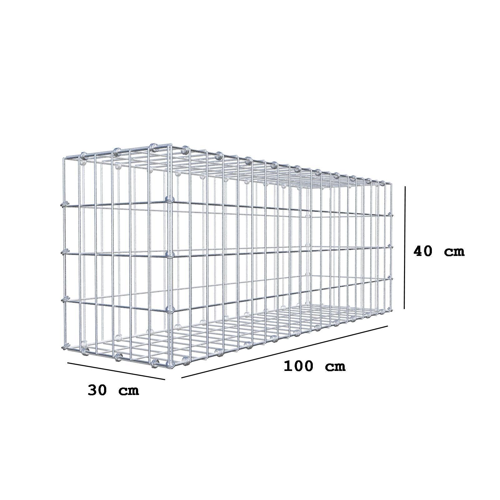 Gabion 100 cm x 40 cm x 30 cm (L x H x D), mesh size 5 x 10 cm, spiral ring