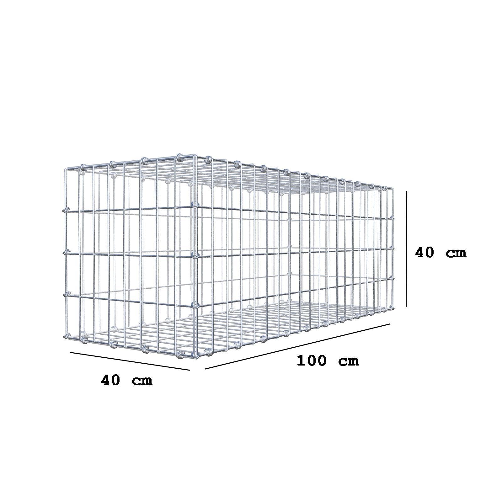Gabion 100 cm x 40 cm x 40 cm (L x H x D), mesh size 5 x 10 cm, spiral ring