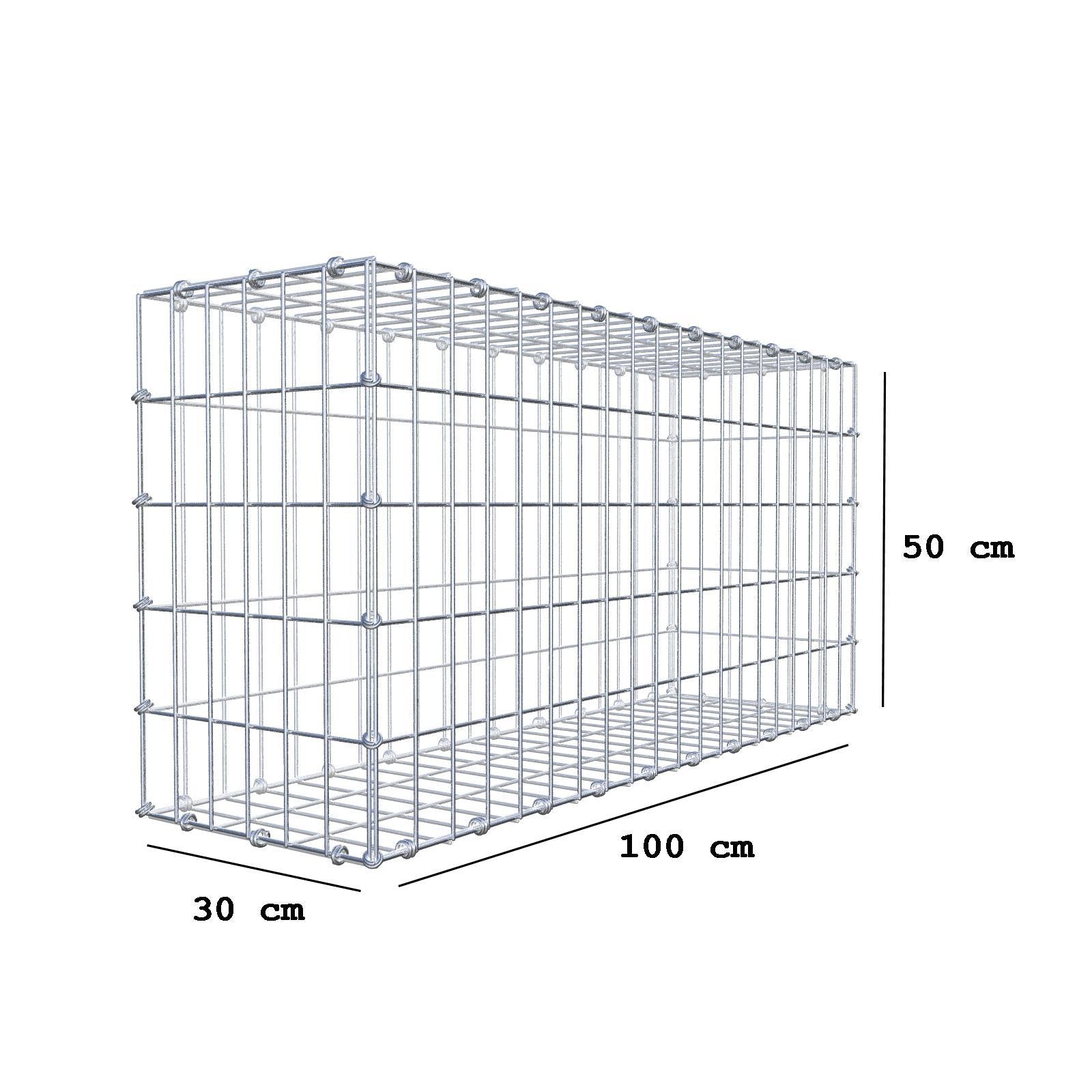 Gabion 100 cm x 50 cm x 30 cm (L x H x D), mesh size 5 x 10 cm, spiral ring