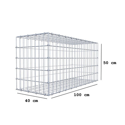Gabion 100 cm x 50 cm x 40 cm (L x H x D), maskestørrelse 5 x 10 cm, spiralring