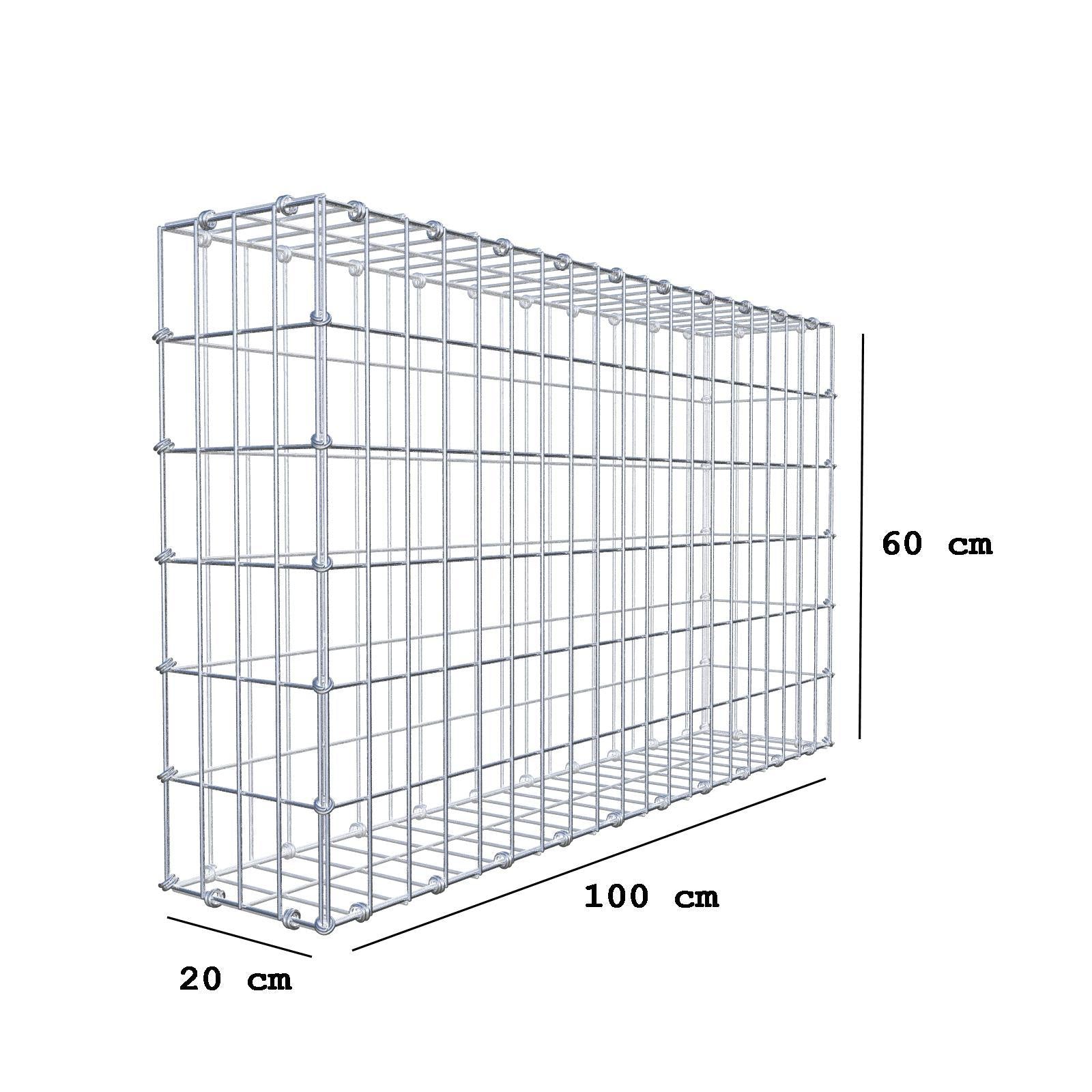 Gabion 100 cm x 60 cm x 20 cm (L x H x D), mesh size 5 x 10 cm, spiral ring