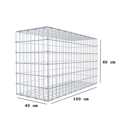 Gabion 100 cm x 60 cm x 40 cm (L x H x D), maskestørrelse 5 x 10 cm, spiralring