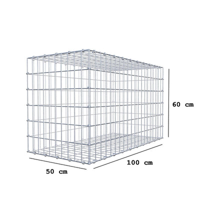 Gabion 100 cm x 60 cm x 50 cm (L x H x D), maskestørrelse 5 x 10 cm, spiralring