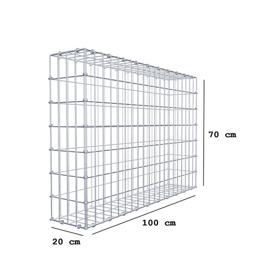 Gabion 100 cm x 70 cm x 20 cm (L x H x P), mailles 5 x 10 cm, anneau en spirale