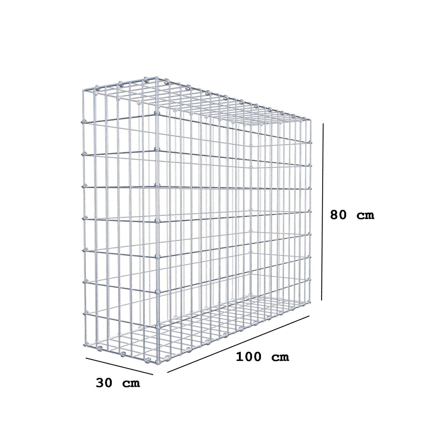 Gabion 100 cm x 80 cm x 30 cm (L x H x D), maskstorlek 5 x 10 cm, spiralring