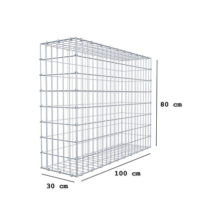 Gabion 100 cm x 80 cm x 30 cm (L x H x D), maskstorlek 5 x 10 cm, spiralring