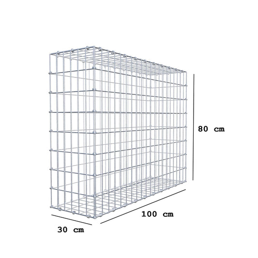 Gabion 100 cm x 80 cm x 30 cm (L x H x D), maskestørrelse 5 x 10 cm, spiralring