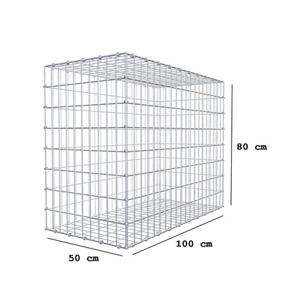 Gabion 100 cm x 80 cm x 50 cm (L x H x D), maskestørrelse 5 x 10 cm, spiralring