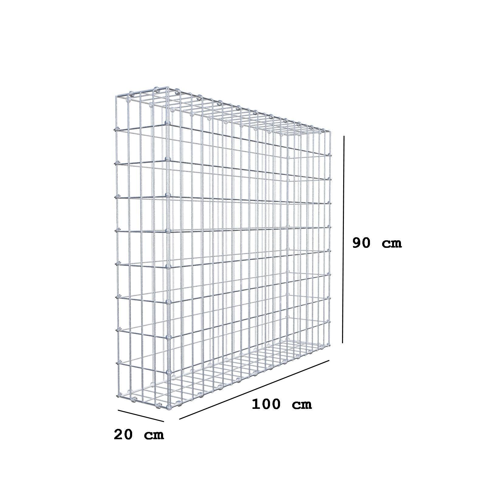 Gabion 100 cm x 90 cm x 20 cm (L x H x D), mesh size 5 x 10 cm, spiral ring