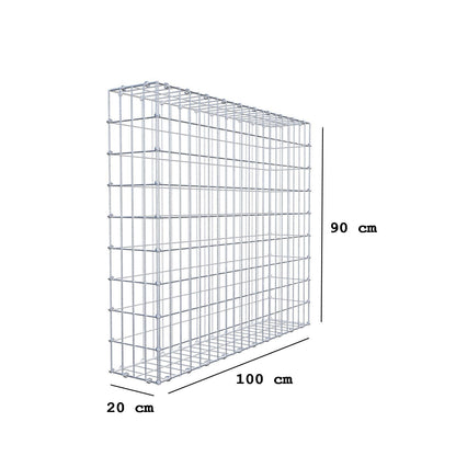 Gabion 100 cm x 90 cm x 20 cm (L x H x D), maskestørrelse 5 x 10 cm, spiralring