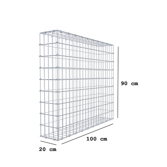 Gabion 100 cm x 90 cm x 20 cm (L x H x D), maskestørrelse 5 x 10 cm, spiralring