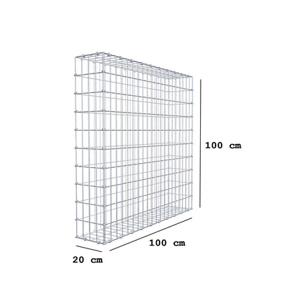 Gabion 100 cm x 100 cm x 20 cm (L x H x D), mesh size 5 x 10 cm, spiral ring