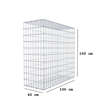 Gabion 100 cm x 100 cm x 40 cm (L x H x P), mailles 5 x 10 cm, anneau en spirale