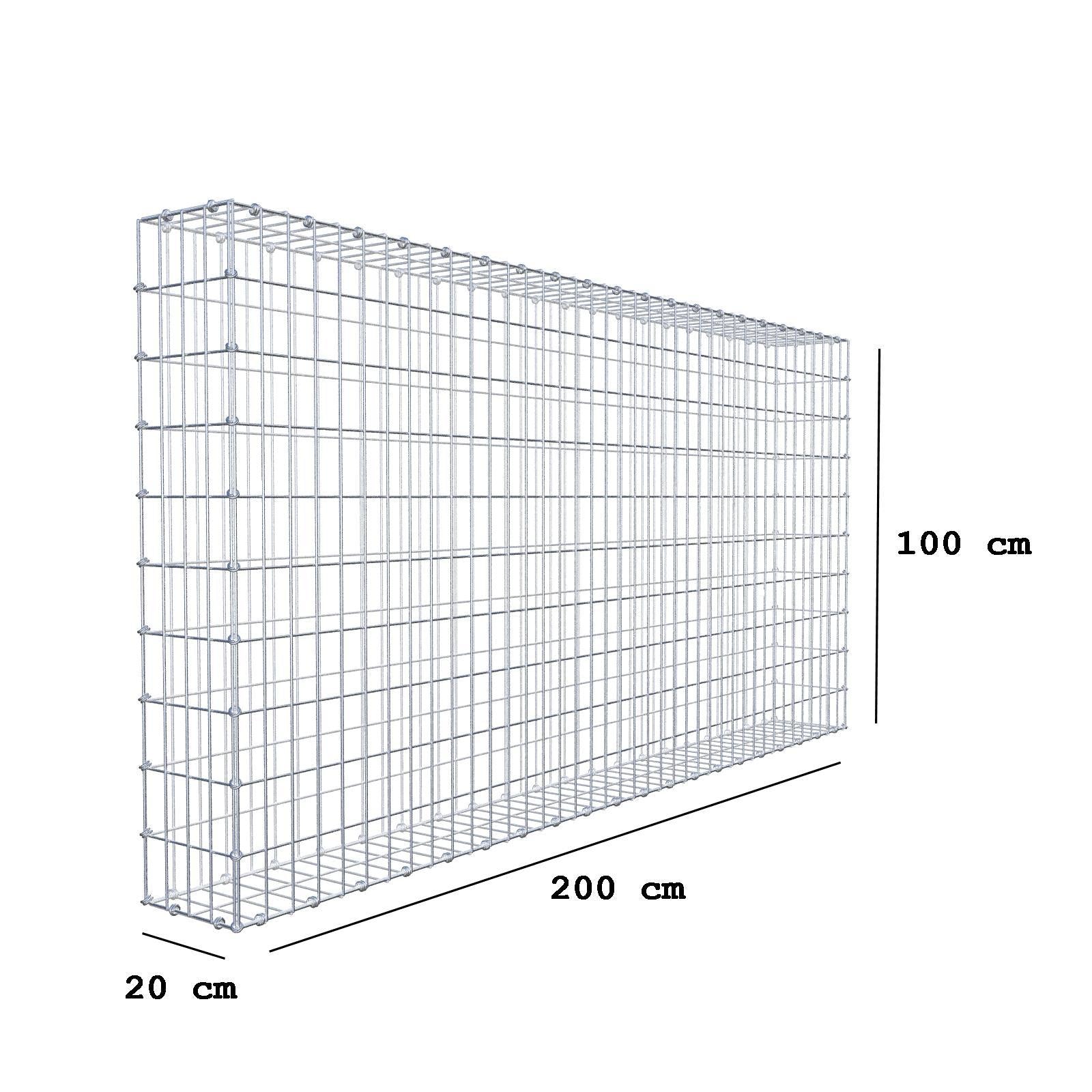 Gabion 200 cm x 100 cm x 20 cm (L x H x D), mesh size 5 x 10 cm, spiral ring