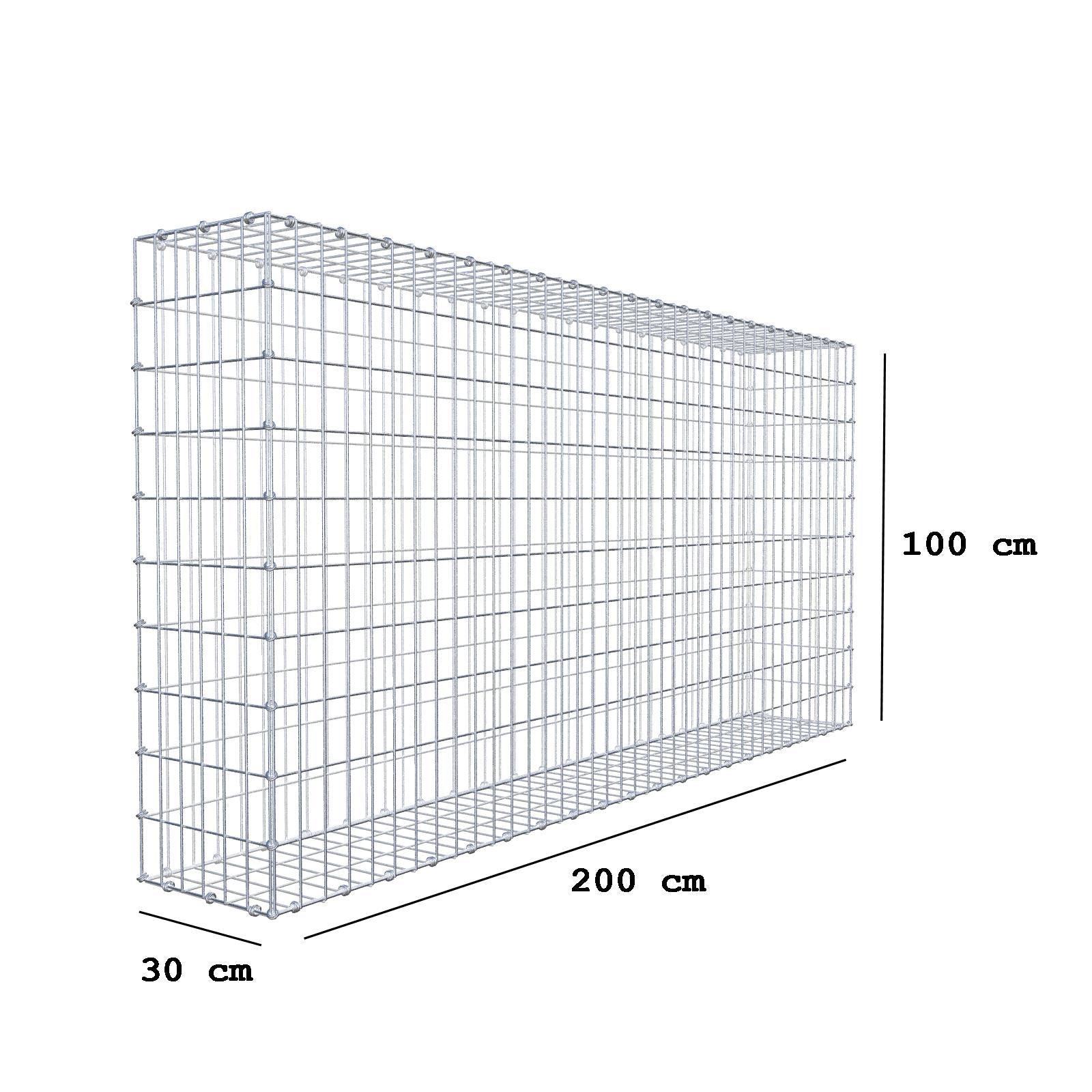 Gabion 200 cm x 100 cm x 30 cm (L x H x D), mesh size 5 x 10 cm, spiral ring