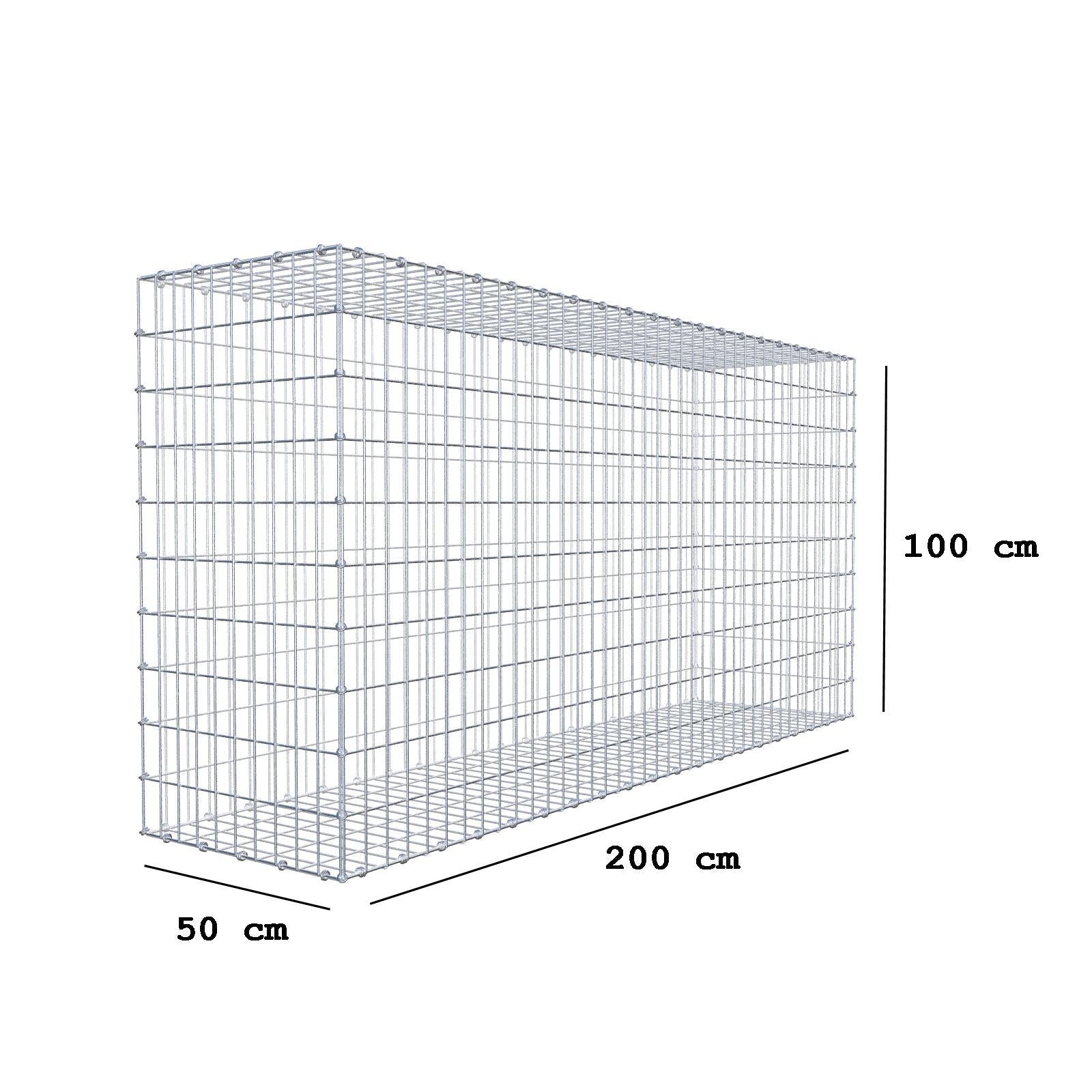 Gabion 200 cm x 100 cm x 50 cm (L x H x D), mesh size 5 x 10 cm, spiral ring