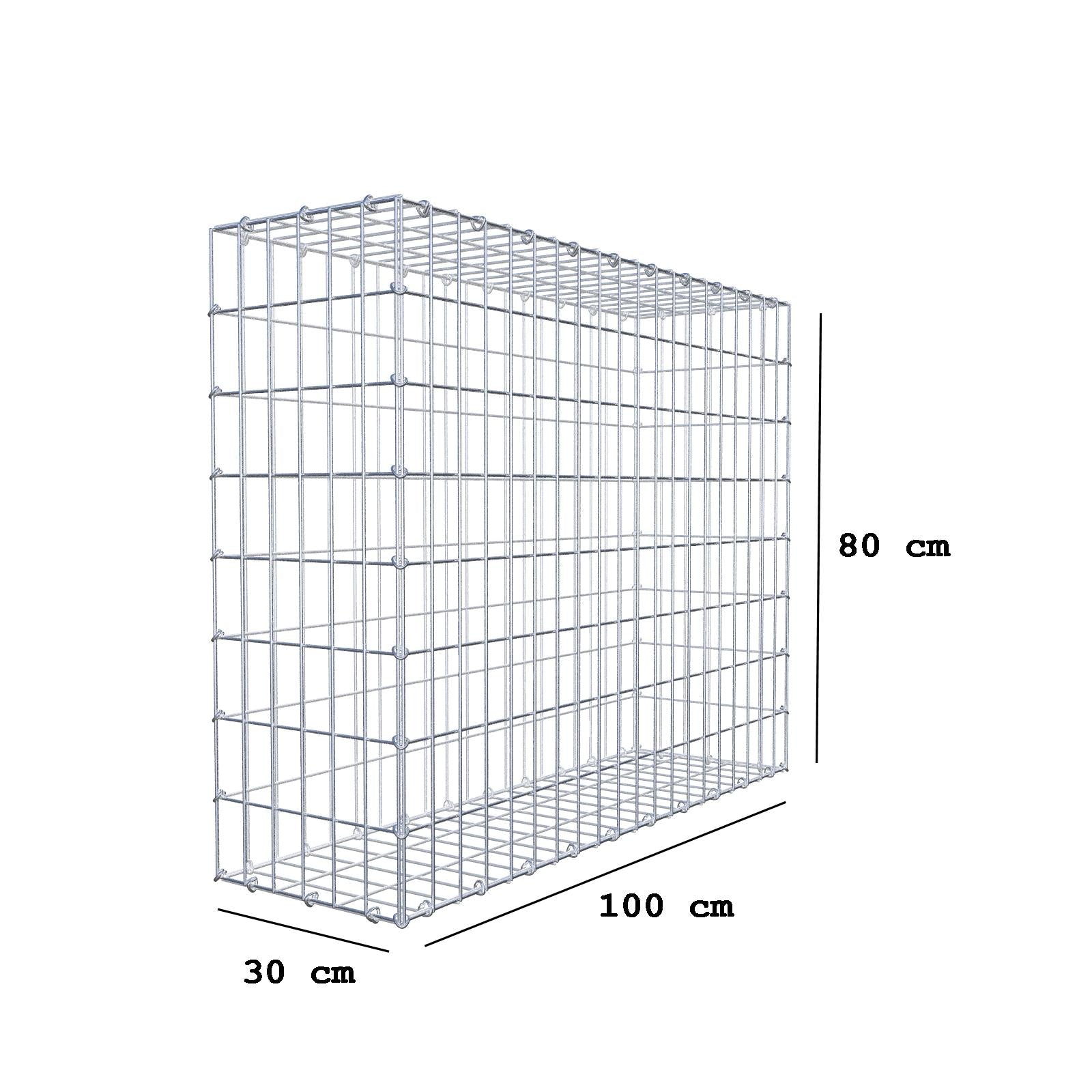 Gabion 100 cm x 80 cm x 30 cm (L x H x D), maskstorlek 5 cm x 10 cm, C-ring