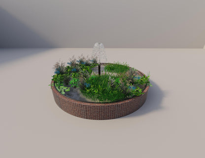 Gabião para lago elevado redondo, diâmetro exterior 382 cm, altura 50 cm, dimensão da malha 5 x 5 cm, espessura da parede 15 cm