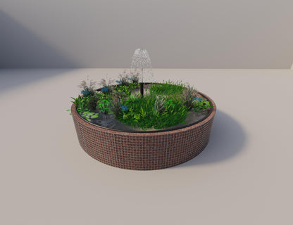 Gabião para lago elevado redondo, diâmetro exterior 382 cm, altura 80 cm, dimensão da malha 5 x 5 cm, espessura da parede 15 cm