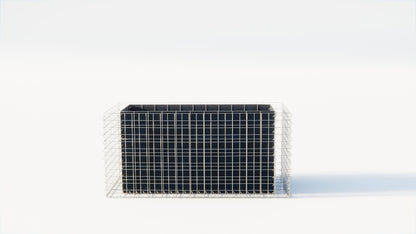 Canteiro quadrado elevado 130 cm x 60 cm x 60 cm (C x A x P), tamanho da malha 5 x 10 cm, espessura da parede 10 cm