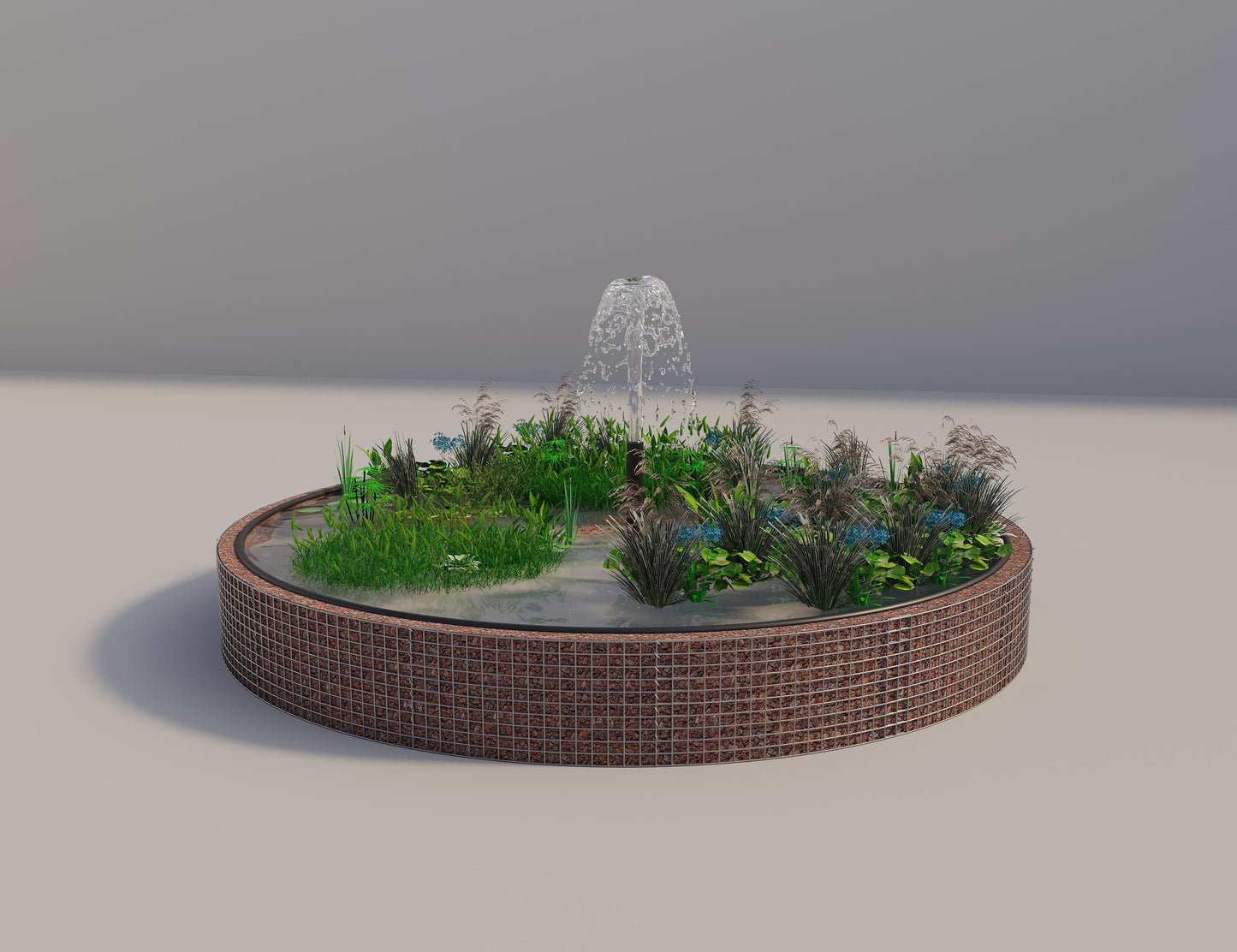 Gabion-hævedam rund, ydre diameter 412 cm, højde 50 cm, maskestørrelse 5 x 5 cm, vægtykkelse 15 cm