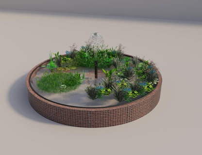 Gabion-hævedam rund, ydre diameter 412 cm, højde 50 cm, maskestørrelse 5 x 5 cm, vægtykkelse 15 cm