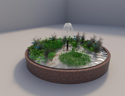 Gabion-hævedam rund, ydre diameter 412 cm, højde 50 cm, maskestørrelse 5 x 5 cm, vægtykkelse 15 cm