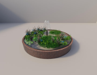 Gabion-hævedam rund, ydre diameter 412 cm, højde 50 cm, maskestørrelse 5 x 5 cm, vægtykkelse 15 cm